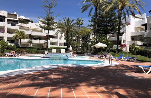 Golden Mile Apartment | 150 meters from the beach, large terrace, sea view, Pool & tropical gardens