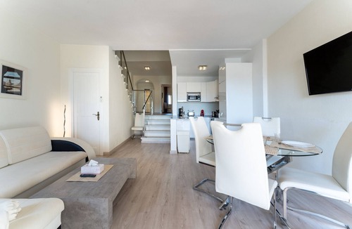 Cabopino Apartment | "Beachfront Puerto Cabopino" with Shared Pool, Private Terrace, A/C & Wi-Fi